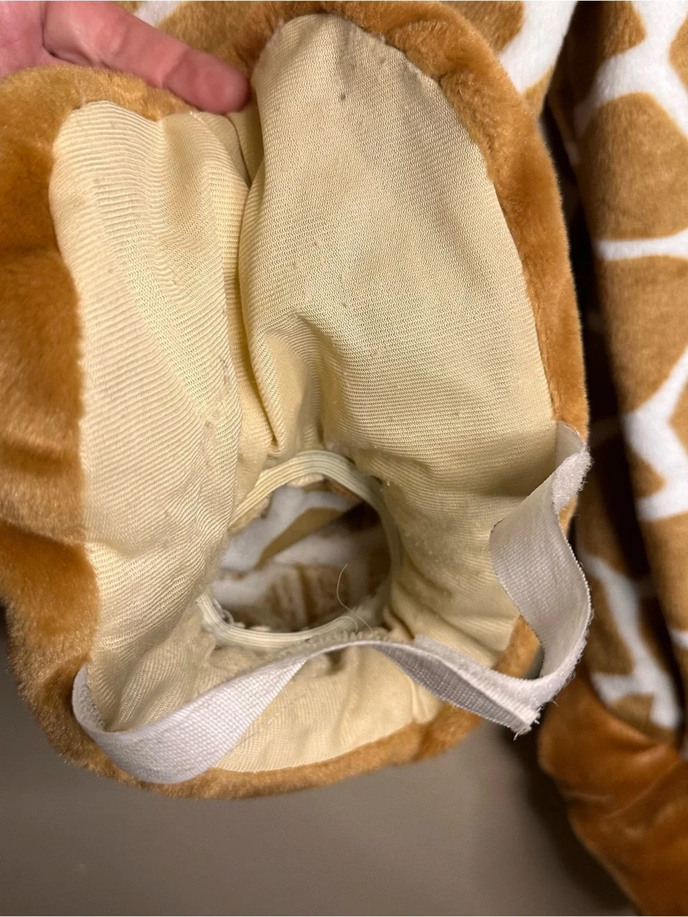 Plush Giraffe Kids Costume - Brown & Cream Hooded Jumpsuit Size 4/6